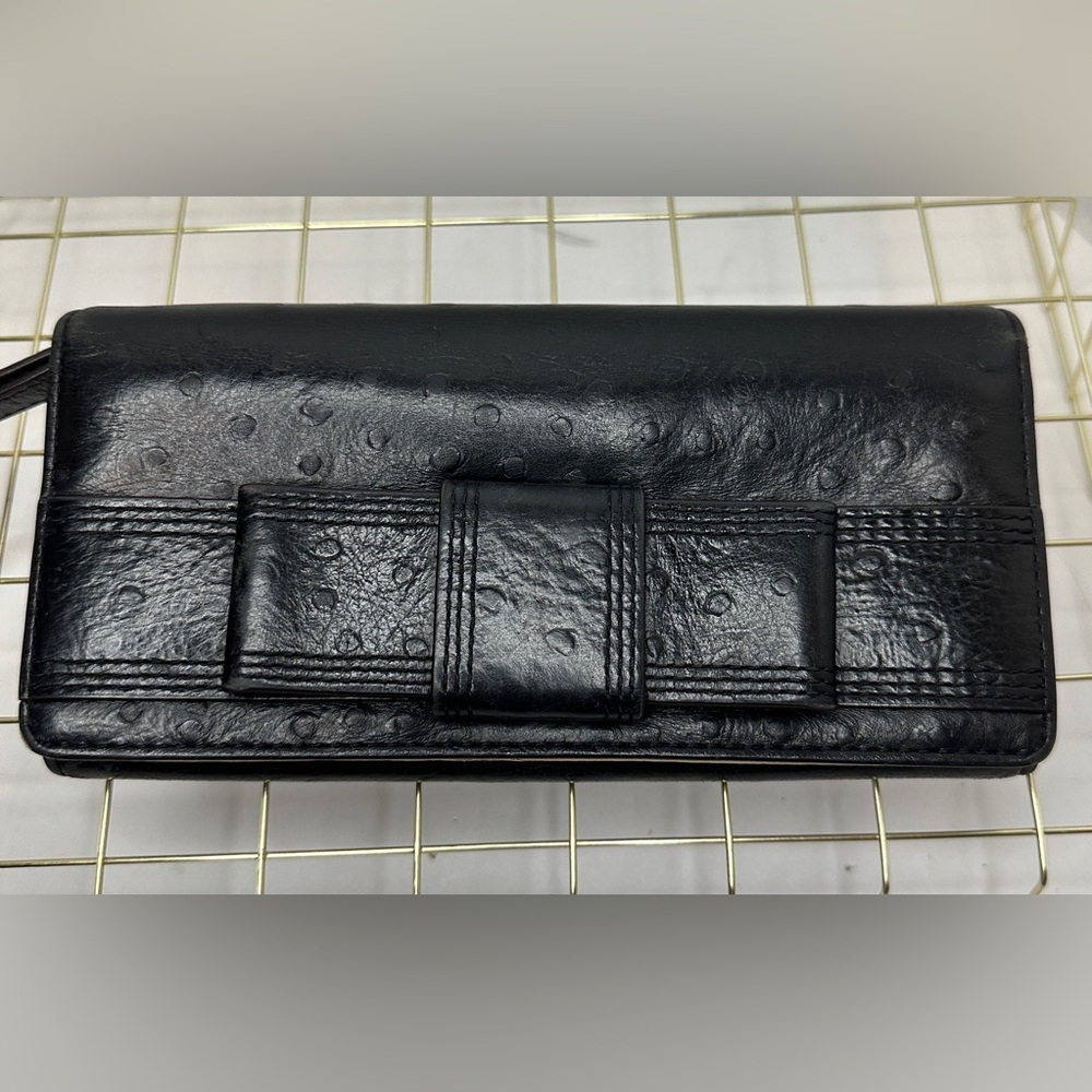 Kate Spade Black Textured Leather Valencia Road Clutch Wristlet Wallet